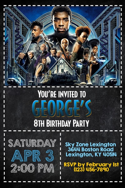 black panther birthday invitations templates