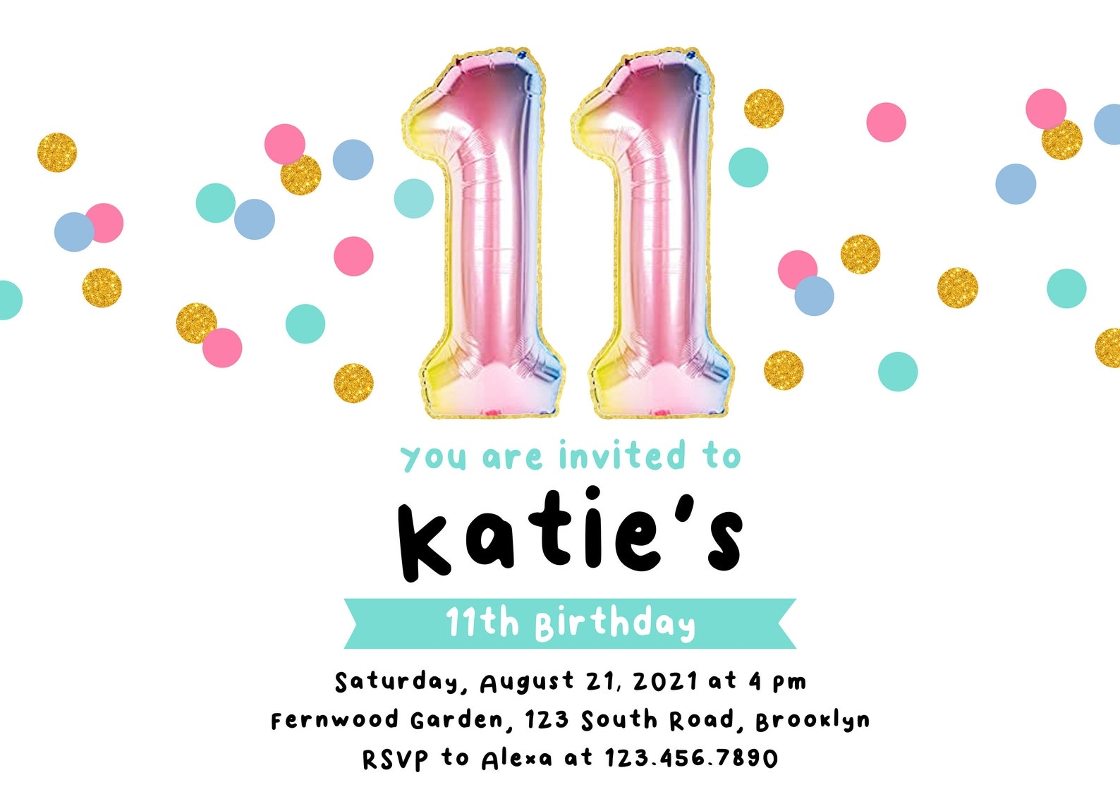 Blank 11Th Birthday Invitation Templates