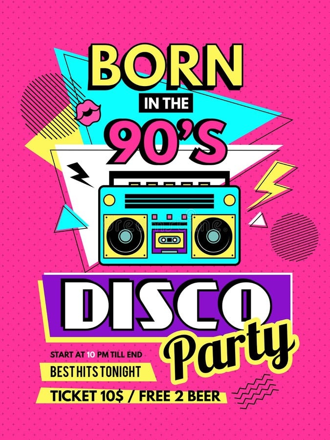 Blank 90S Party Invitation Template
