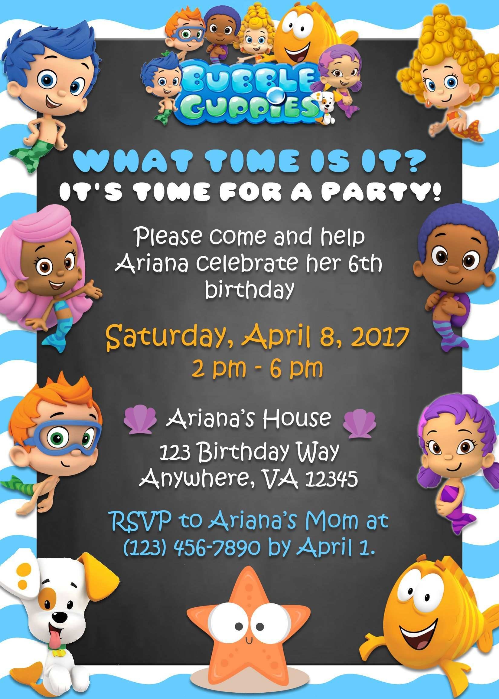 bubble guppies invitation template