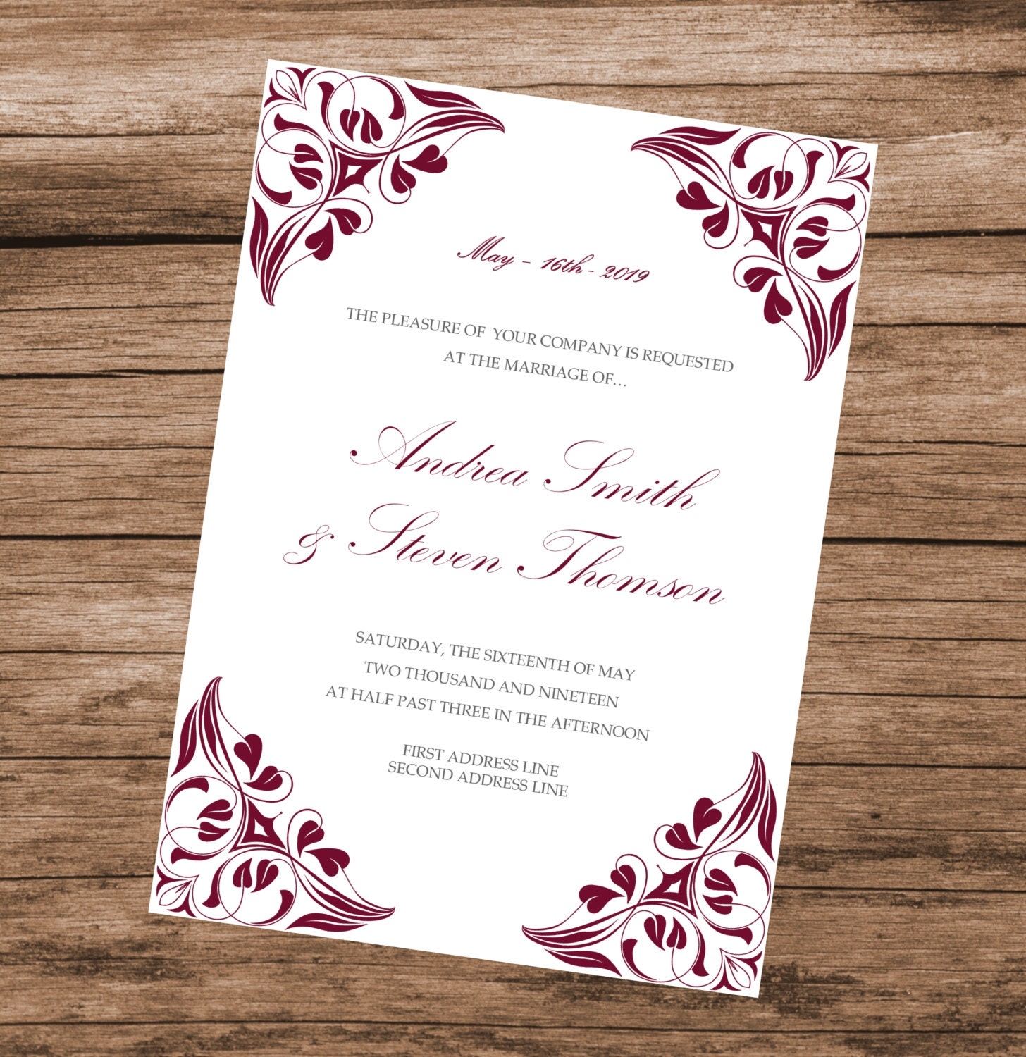burgundy wedding invitation templates