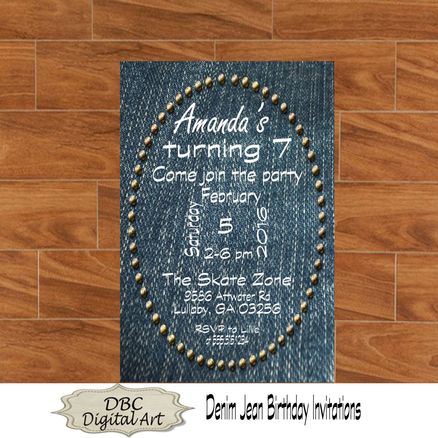 Blank Denim Invitation Template