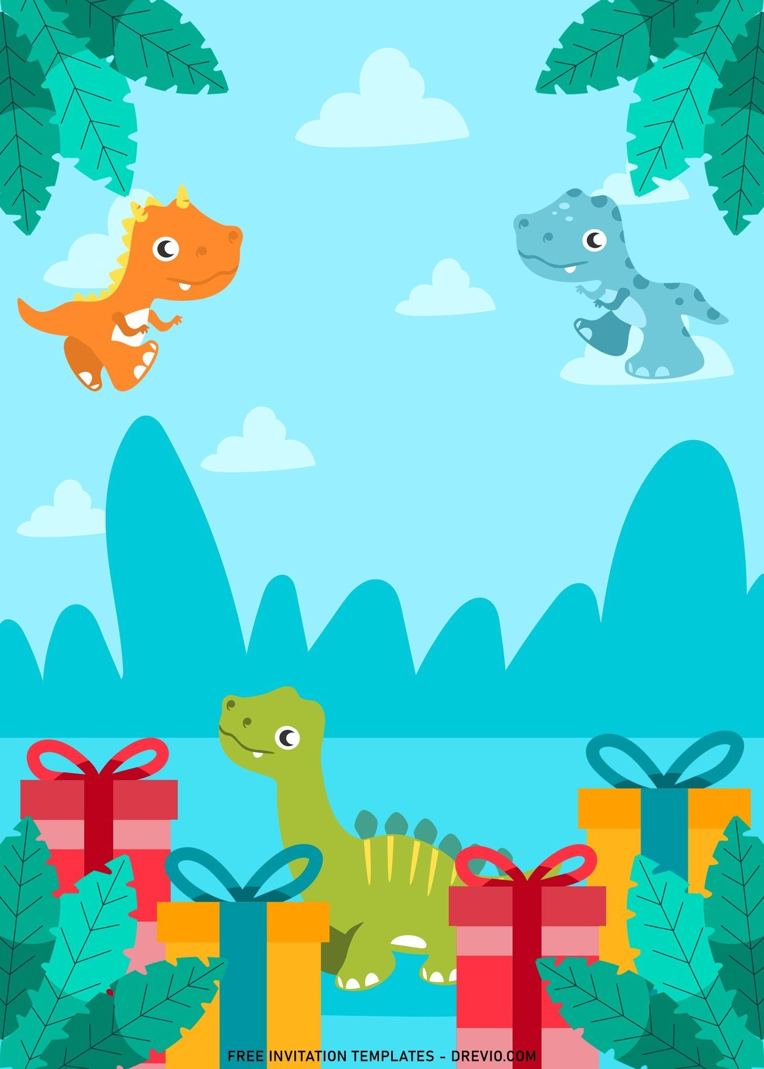 blank dinosaur invitation template free