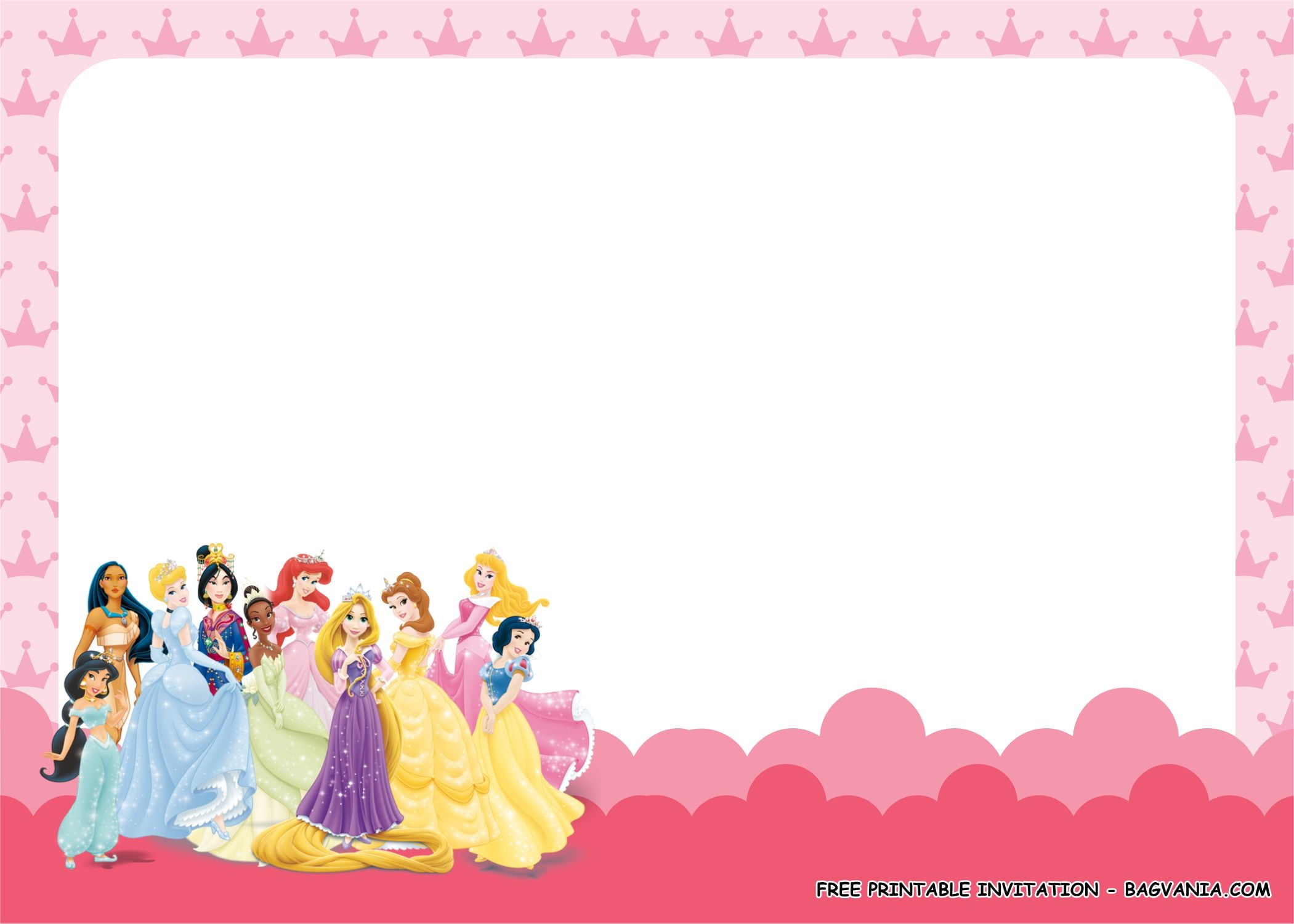 blank disney princess invitation template