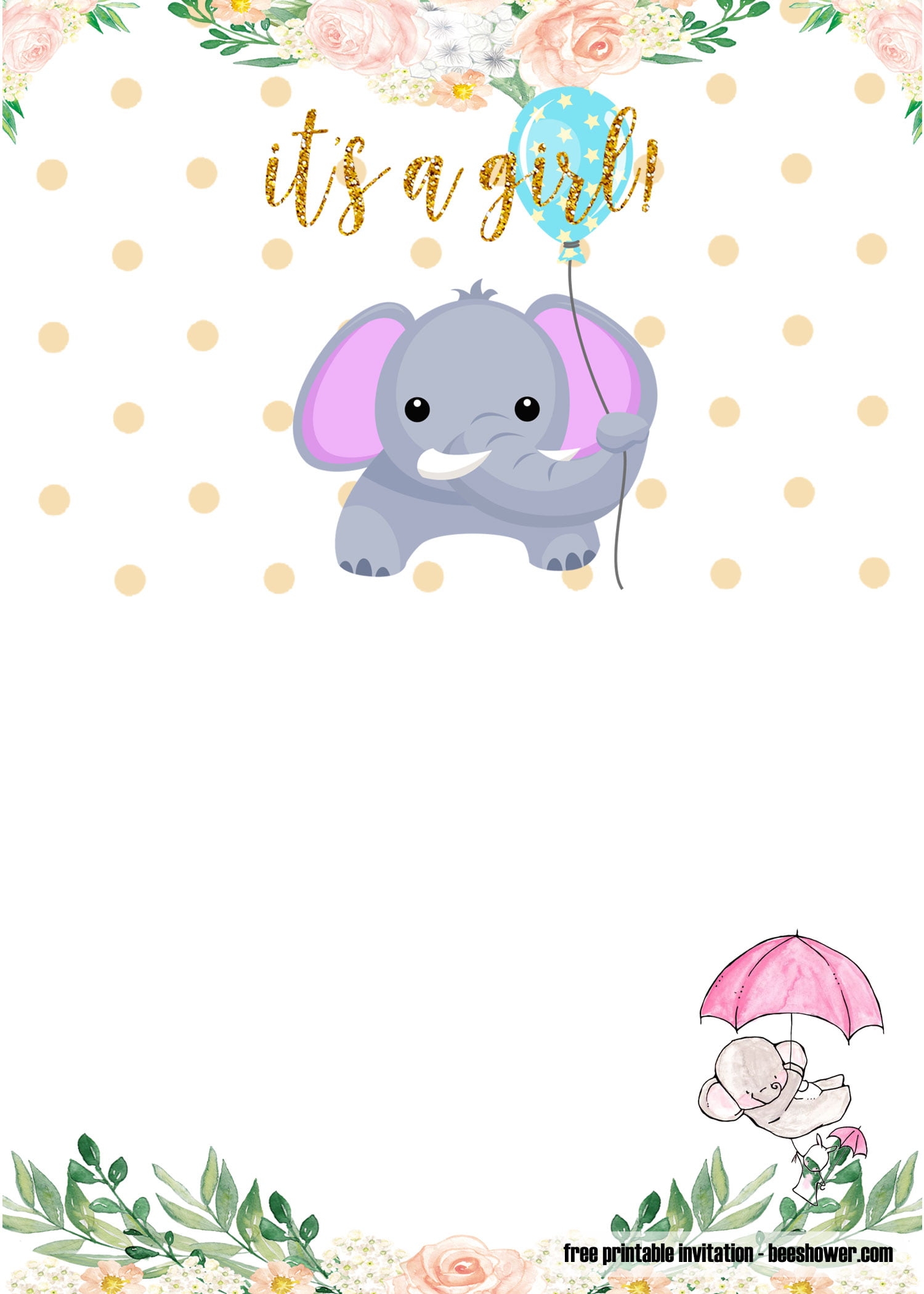 blank elephant invitation template