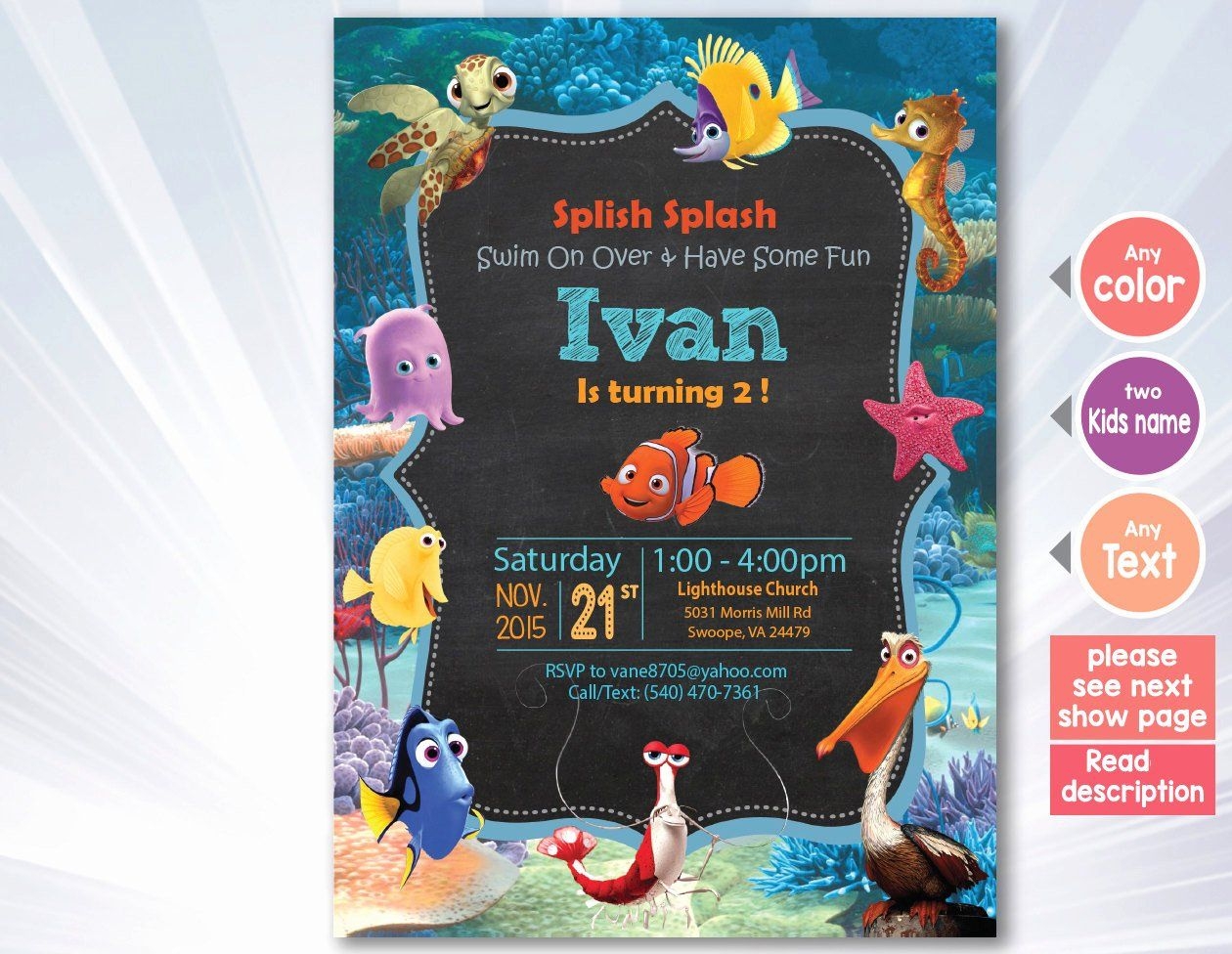 Blank Finding Nemo Invitations Template Printable And Enjoyable Learning