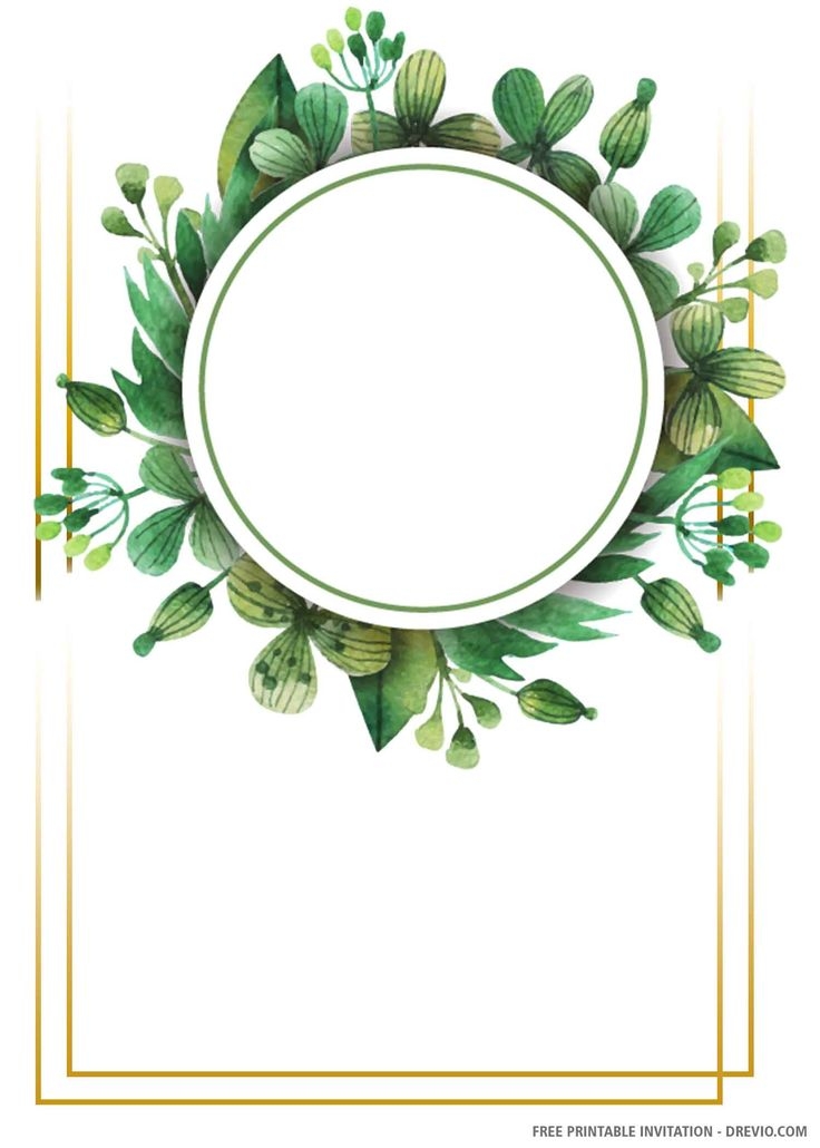 Blank Green Wedding Invitation Templates Printable Calendars AT A GLANCE