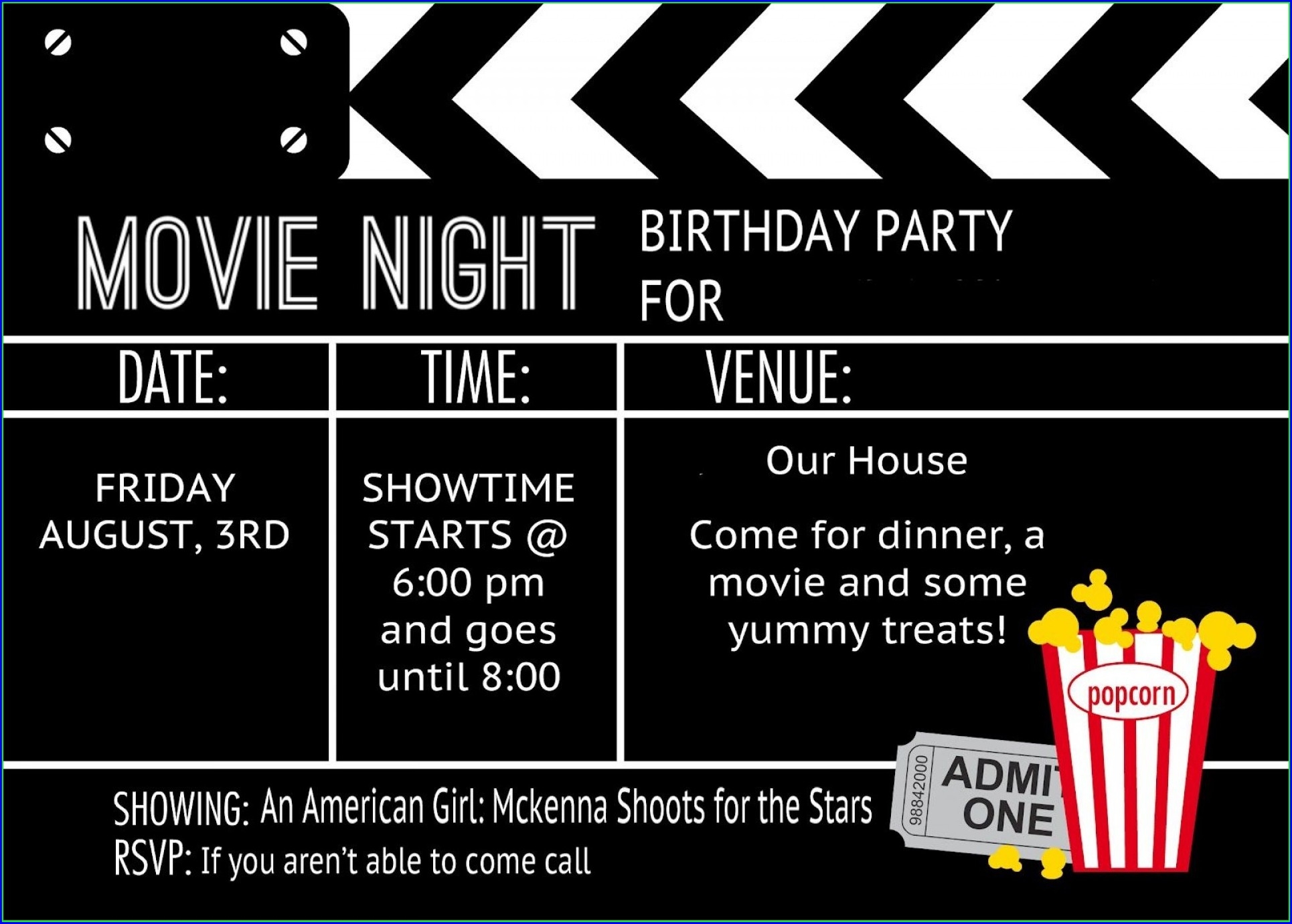 blank movie night invitation template free
