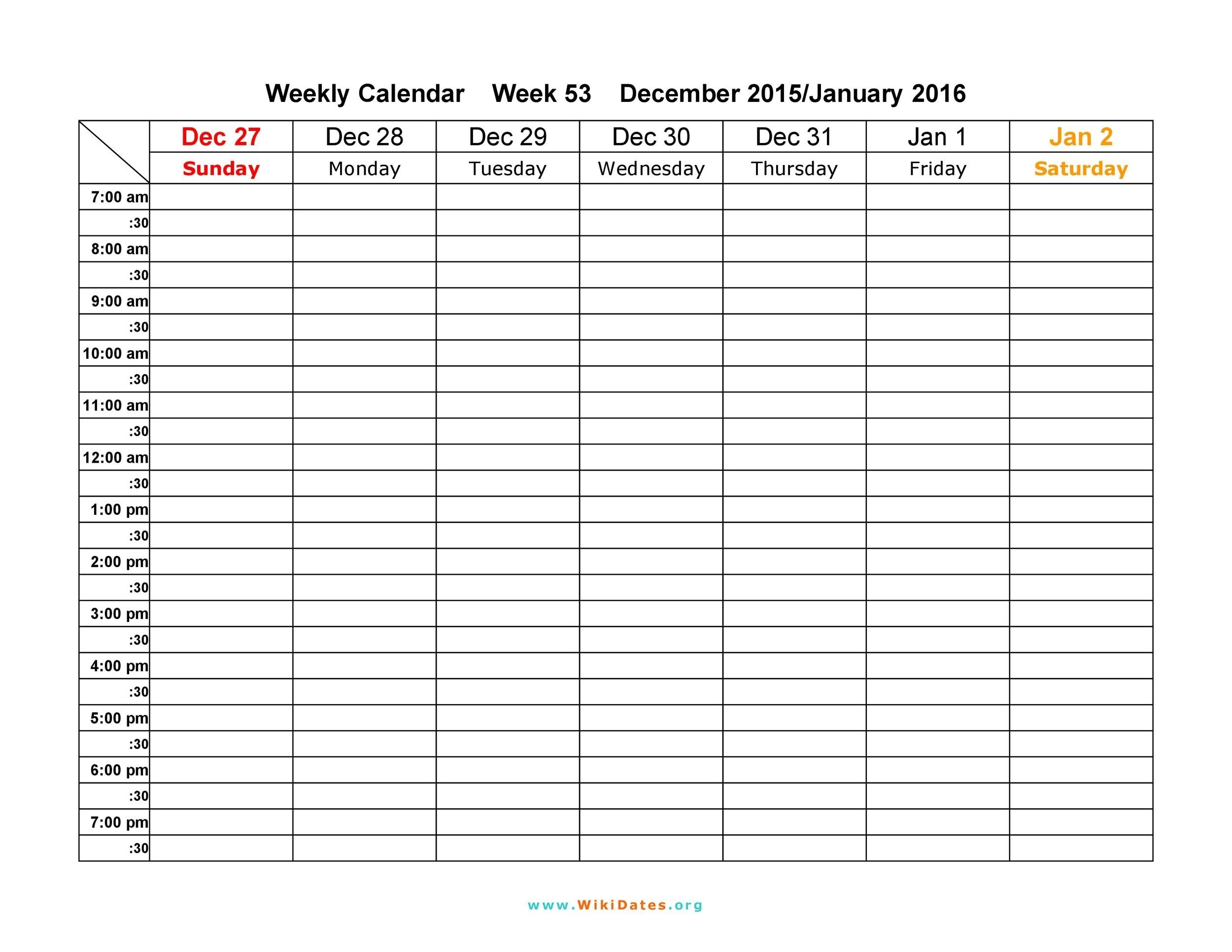 free weekly schedule template printable