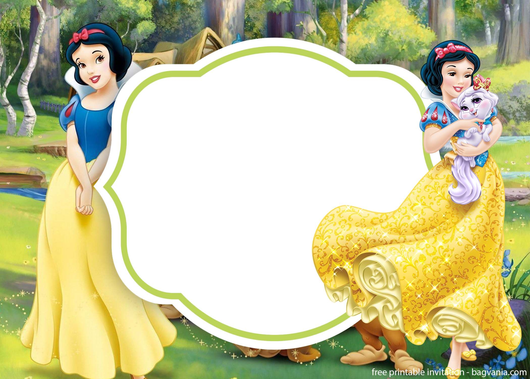blank snow white invitation template