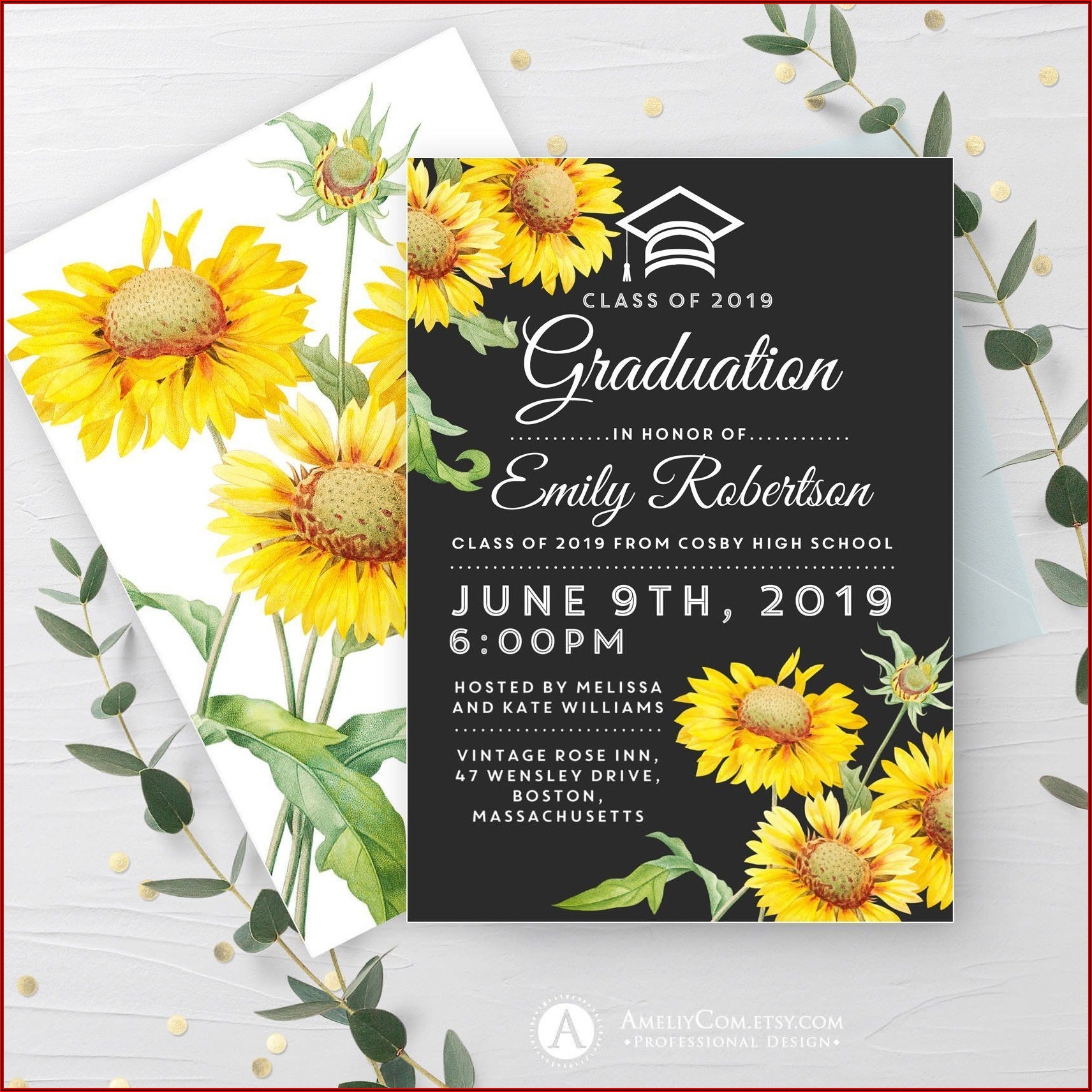 blank sunflower invitation template