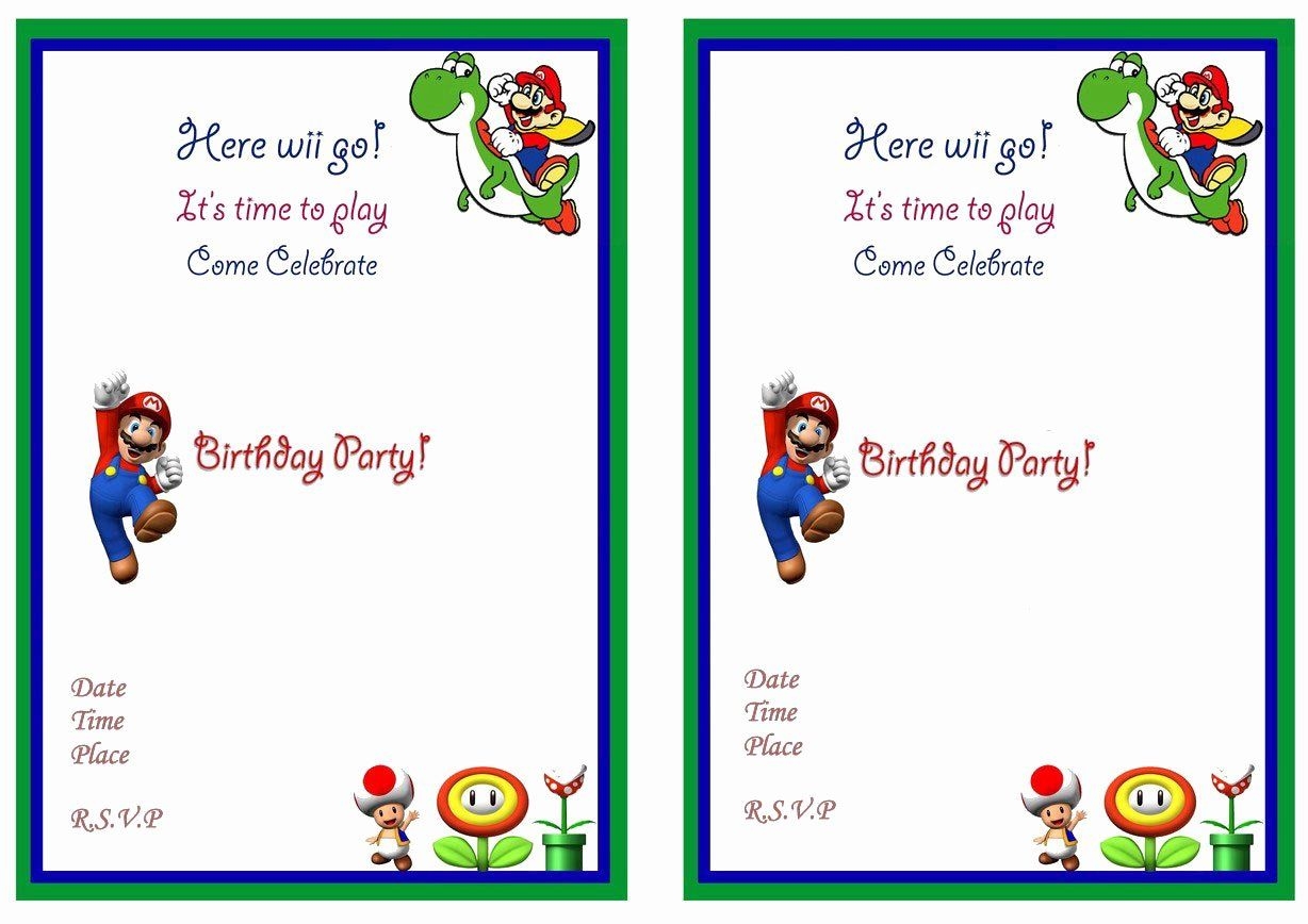 Blank Super Mario Invitations Template Free