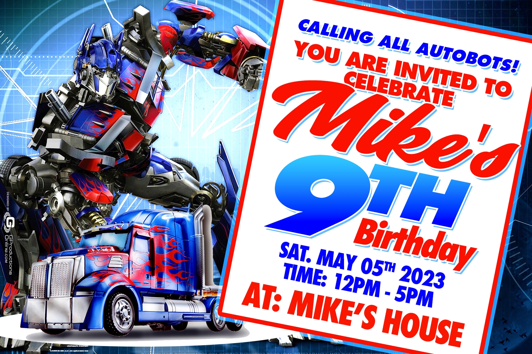 blank transformers invitation template