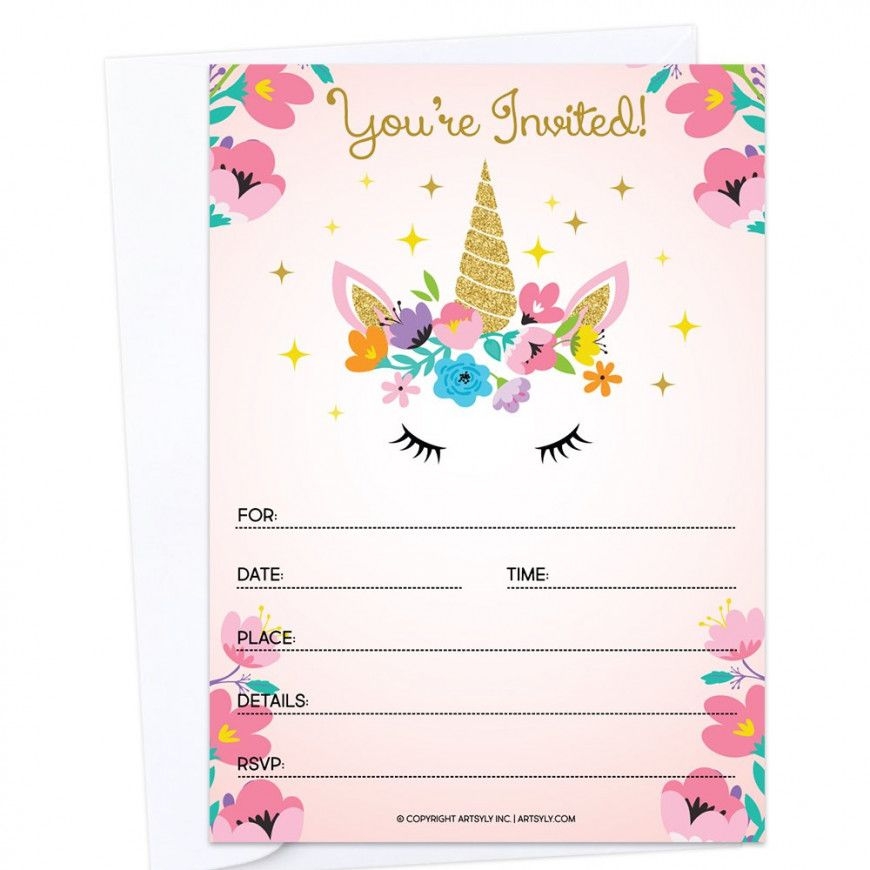 blank unicorn invitation template