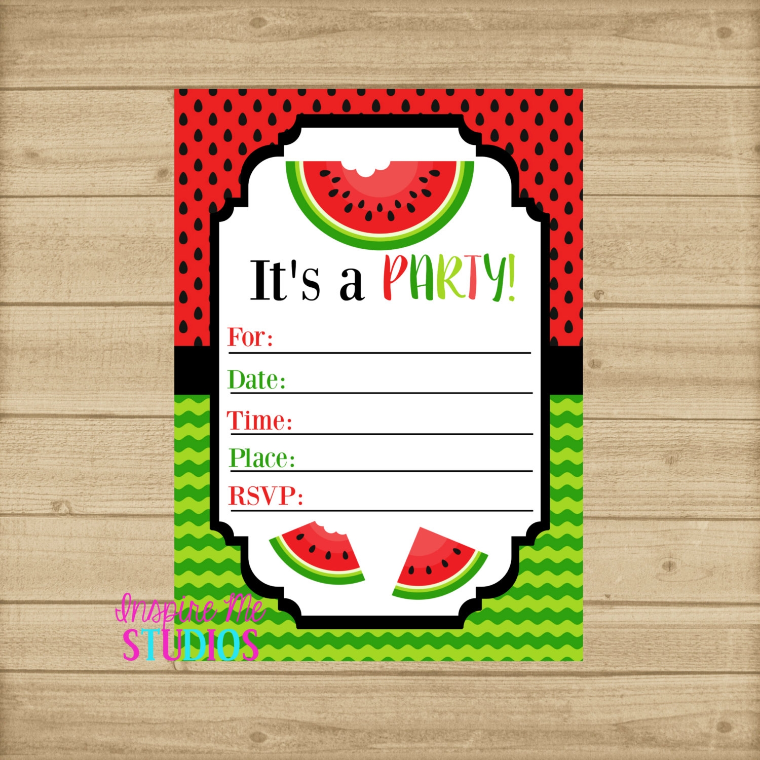 blank watermelon invitation template free