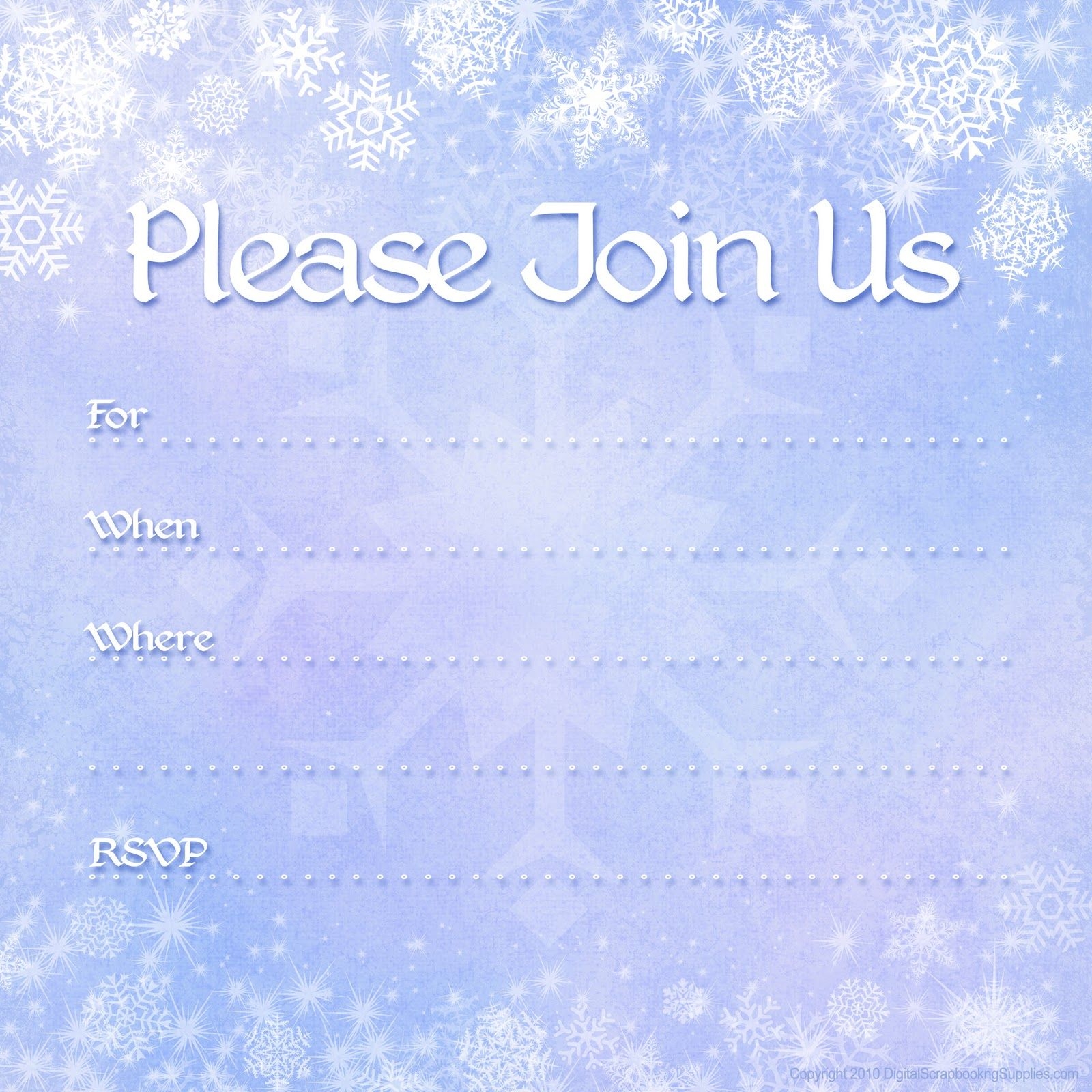Blank Winter Invitation Template Printable Calendars AT A GLANCE