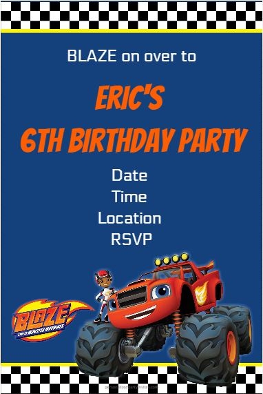 Blaze And The Monster Machines Printable Party Invitations