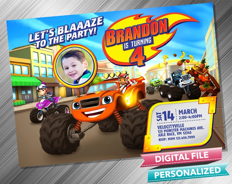 Blaze Birthday Invitation With Picture