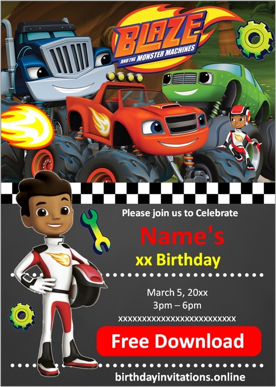 Blaze Birthday Invitations Birthday Invitations