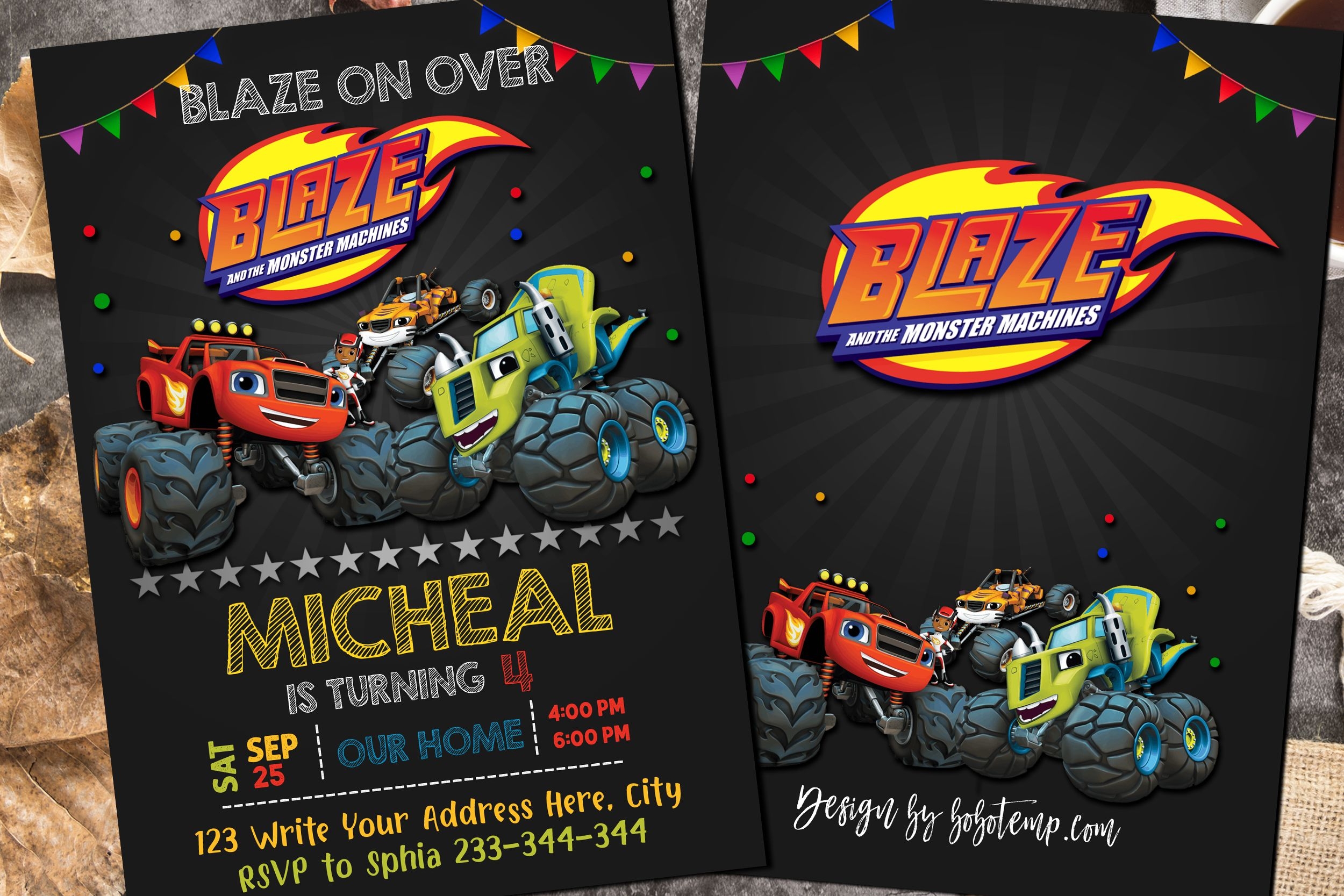 blaze birthday invitation template free