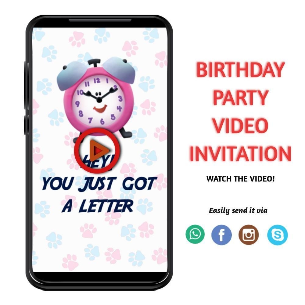 Blue 39 s Clues Gender Reveal Video Invitation Digital Template Bobotemp