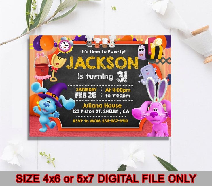 Blue 39 s Clues Halloween Invitation Blue 39 s Clues Birthday Invitation