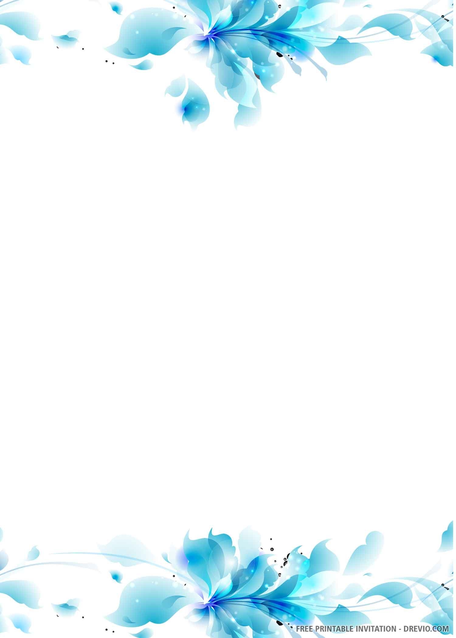 Blue Borders Wedding Invitation Templates