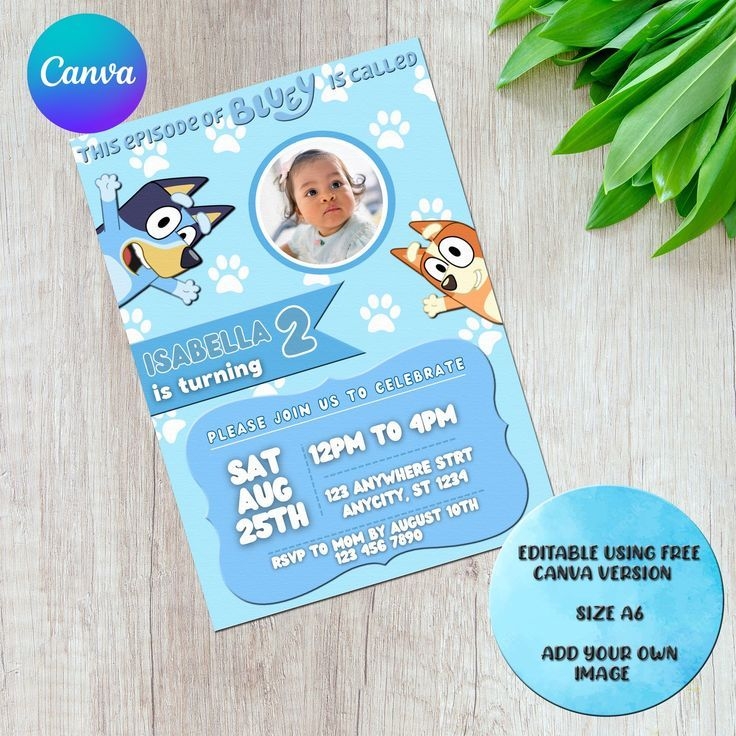 Bluey Birthday Invitation Bluey Editable Invitation Bluey Theme Party 