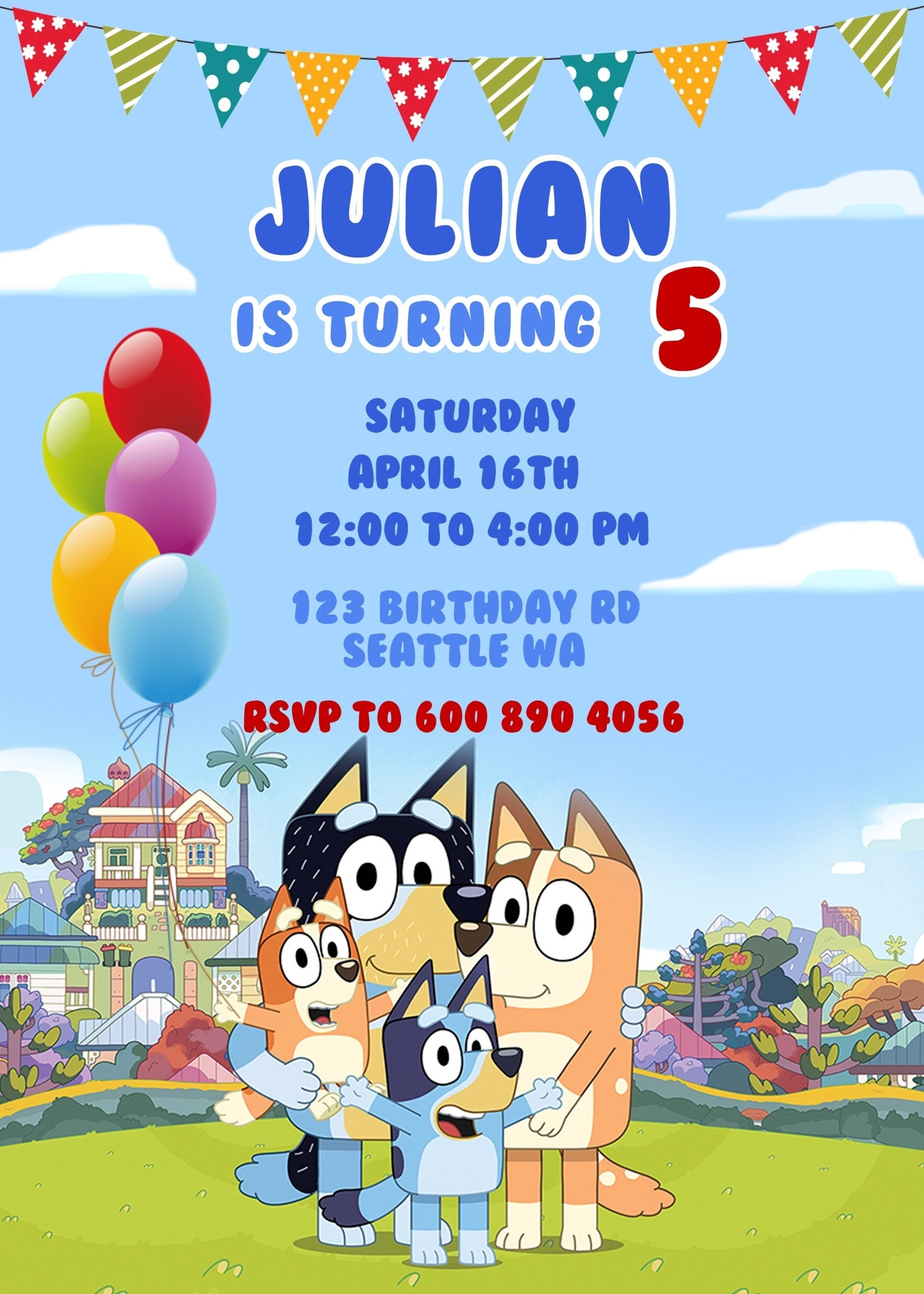 Bluey Invite Template Free