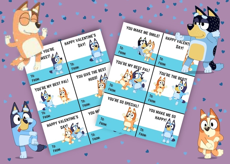 Bluey Valentines Cards Printable Printable Free Templates