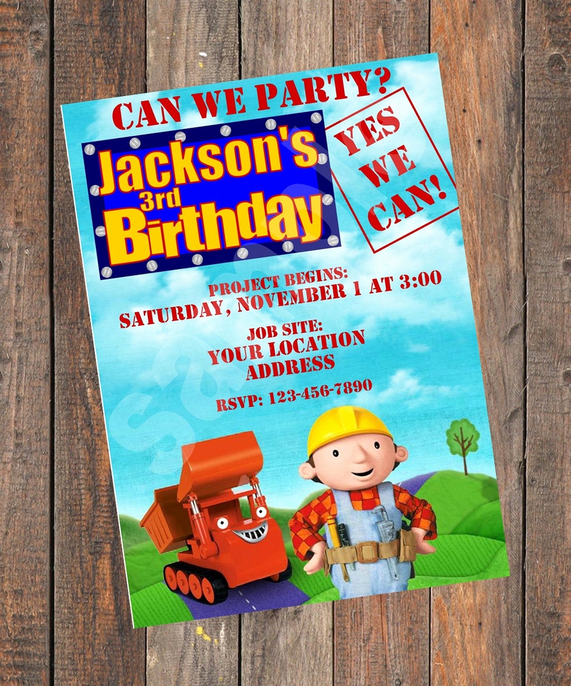 bob the builder invitation template