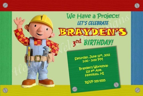 Bob The Builder Invitation Templates Invitation Design Blog