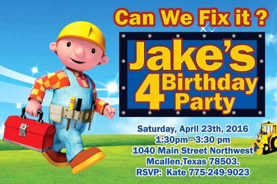 Bob The Builder Invitation