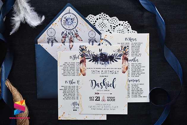 Bohemian Themed Debut Invitation Stunro CreativeWorks