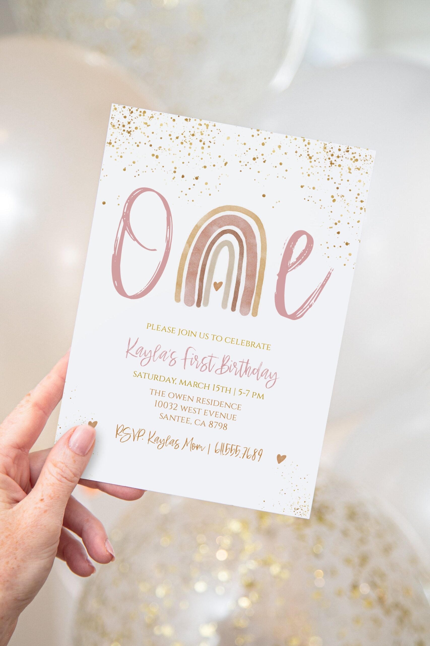 boho rainbow invitation template free