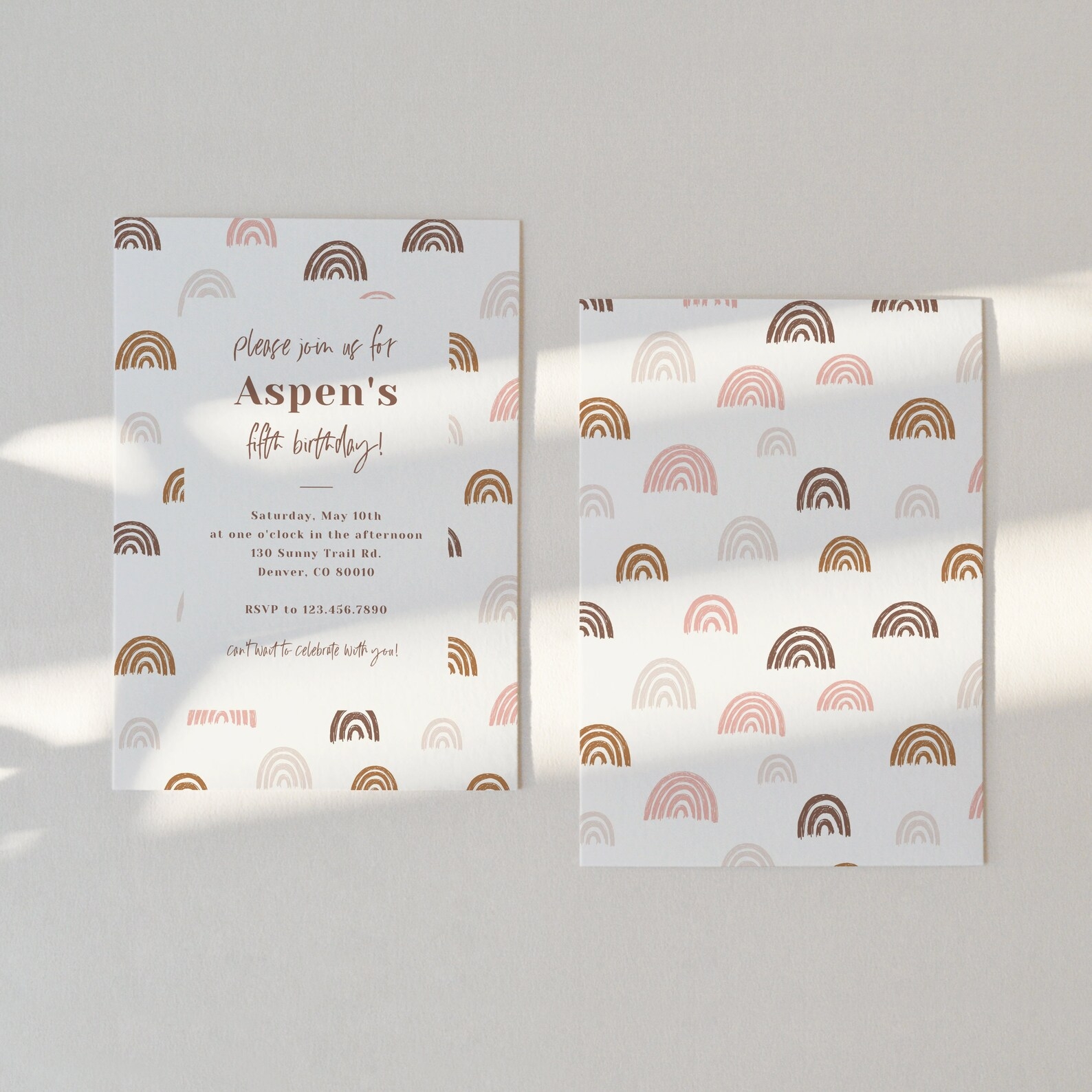 Boho Rainbow Invitation Template Printable Instant Download Etsy