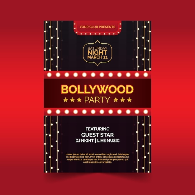 Bollywood Party Poster Template Free Vector