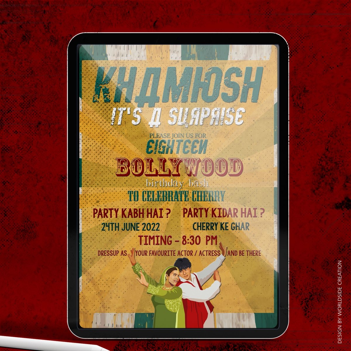 Bollywood Theme Party Invite For Eighteen Birthday Bollywood Party 