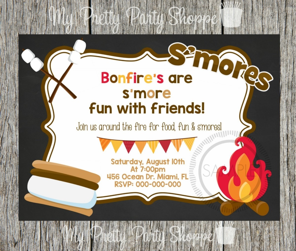 bonfire party invitation template