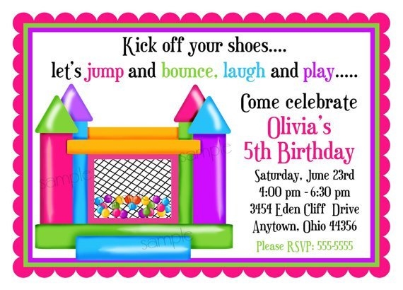 Bounce House Party Invitation Wording Invitation Design Blog