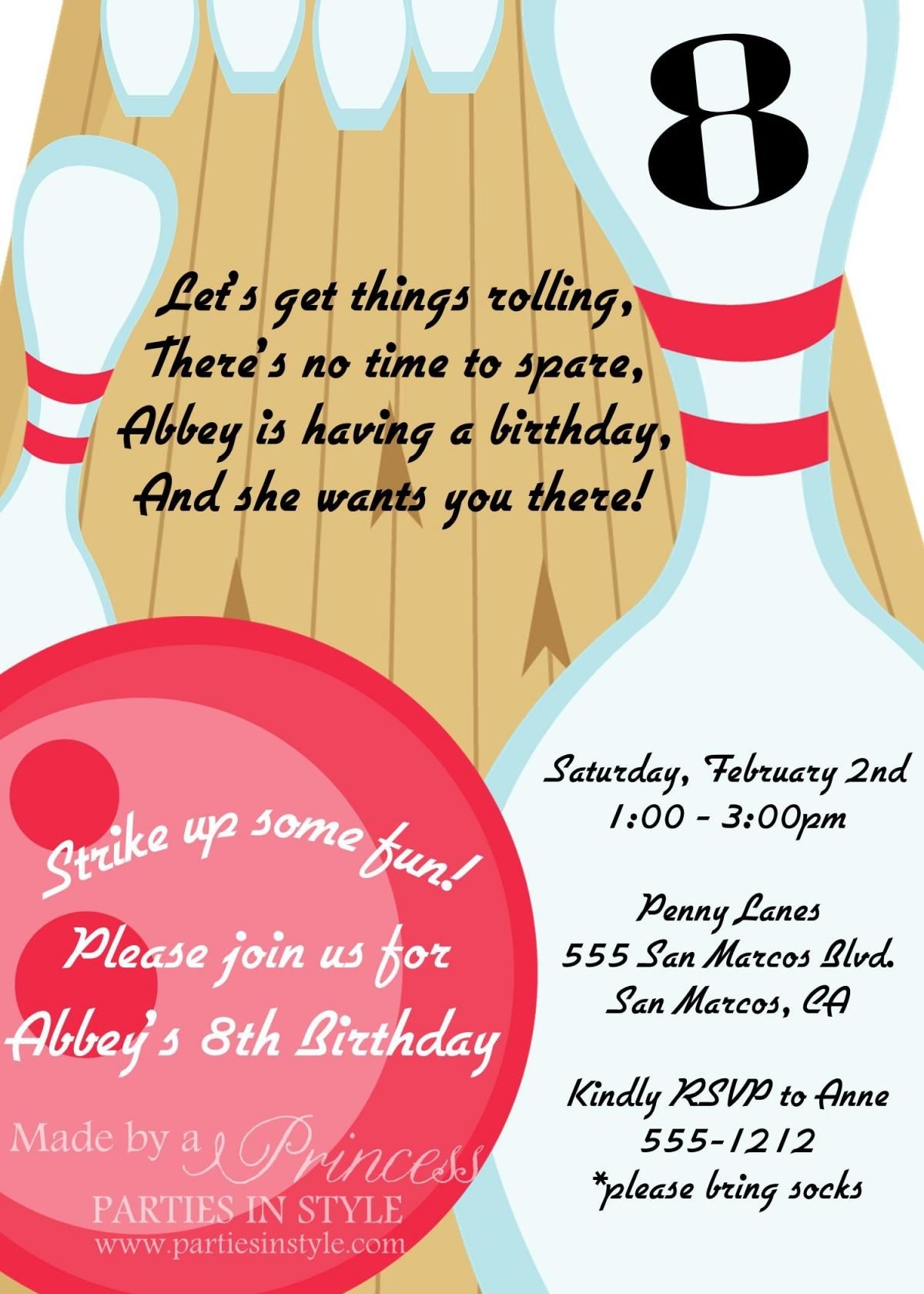 Bowling Party Invitation Template Free Template vercel app