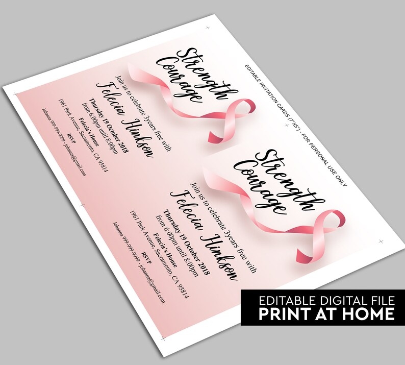 Breast Cancer Invitation Template breast Cancer Survivor PNG Pink