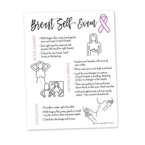 Breast Self Exam Cards Glam Boss Graphics