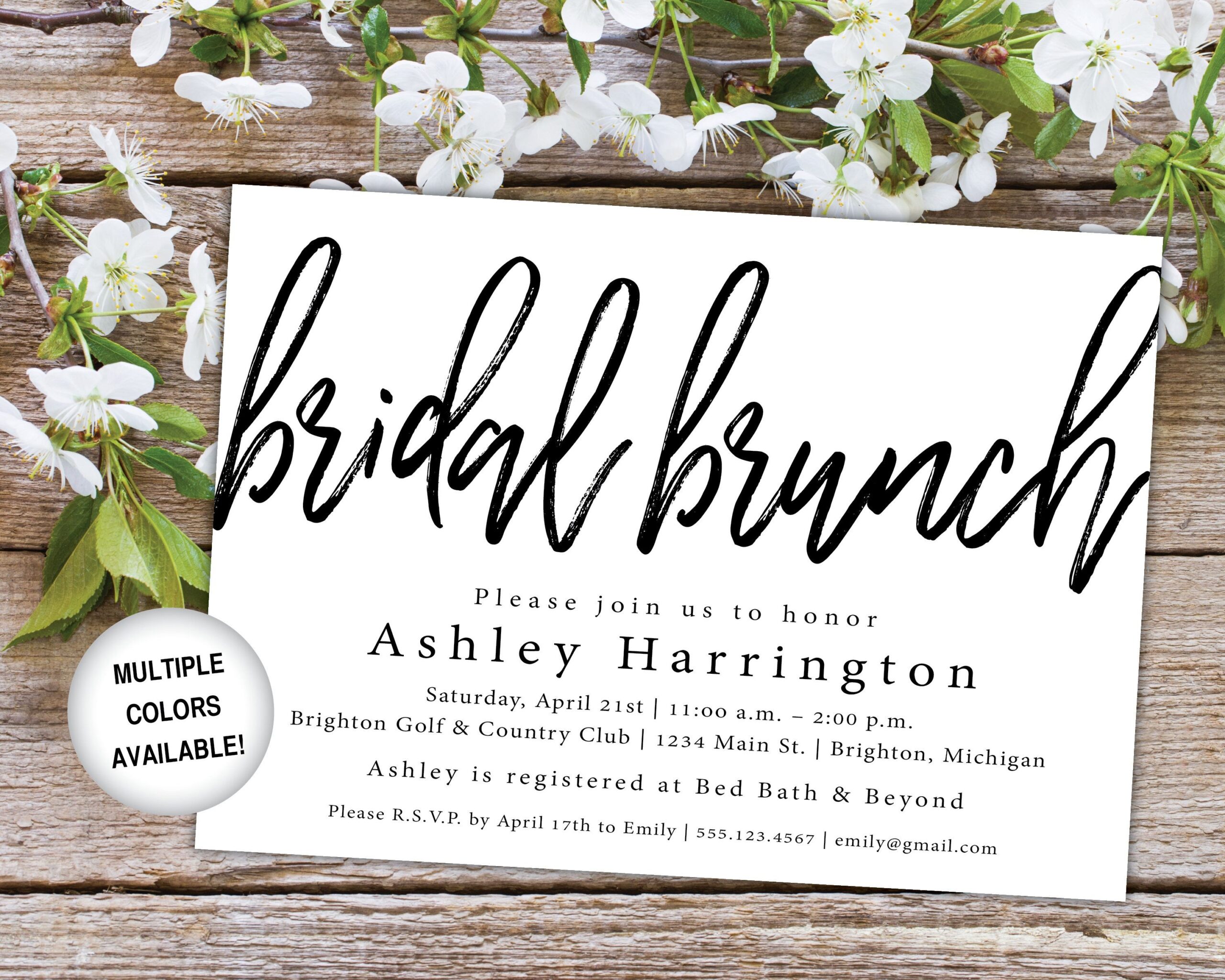 Bridal Brunch Invitation Black And White Printable Bridal Brunch