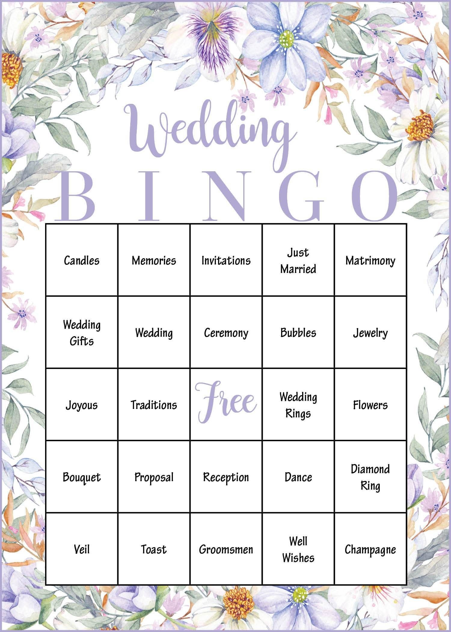 Bridal Shower Bingo Cards Printable