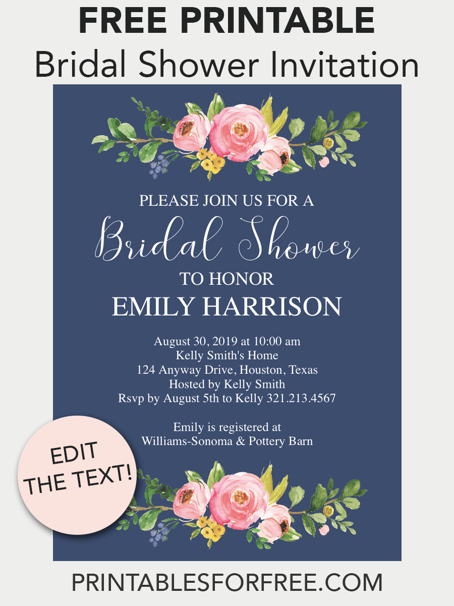 Bridal Shower Invitation Template Free Printable Card Template