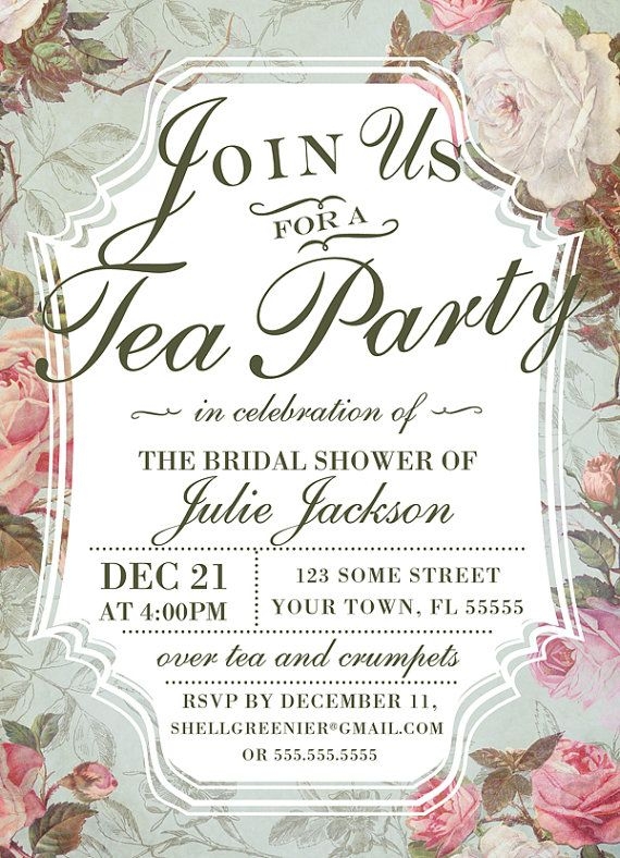 bridal shower tea party invitations templates