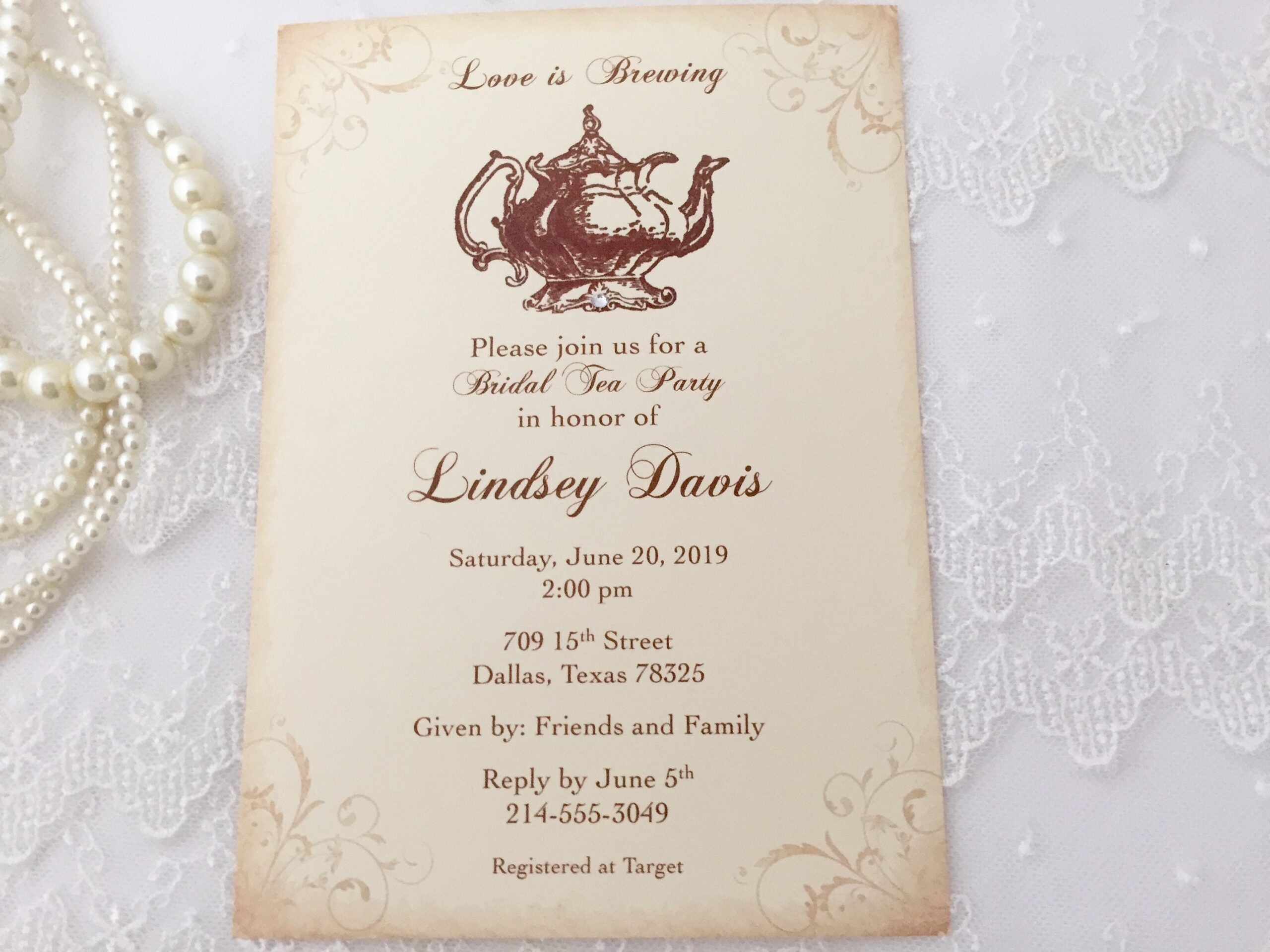 Bridal Tea Invitations Bridal Shower Invites Etsy