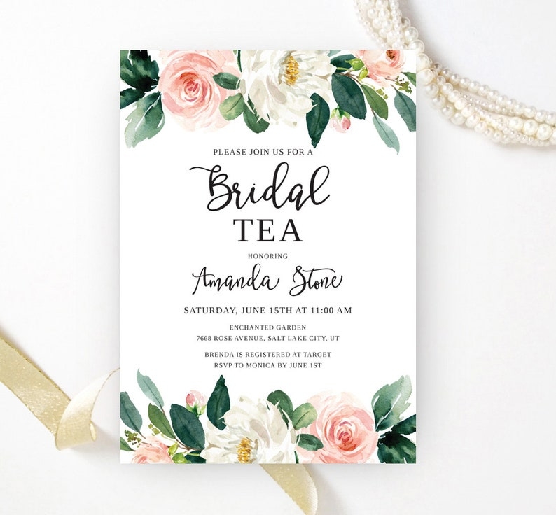 Bridal Tea Party Invitations With Tea Cup And Flowers Etsy