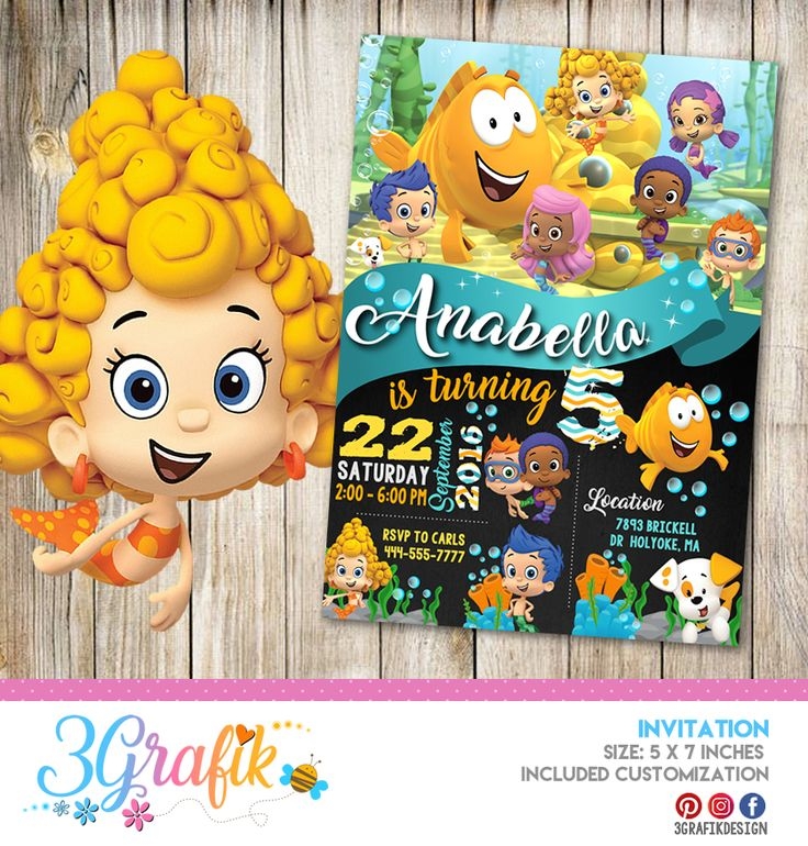  Bubble Guppies Invitation Online Editable Template Party Supplies 